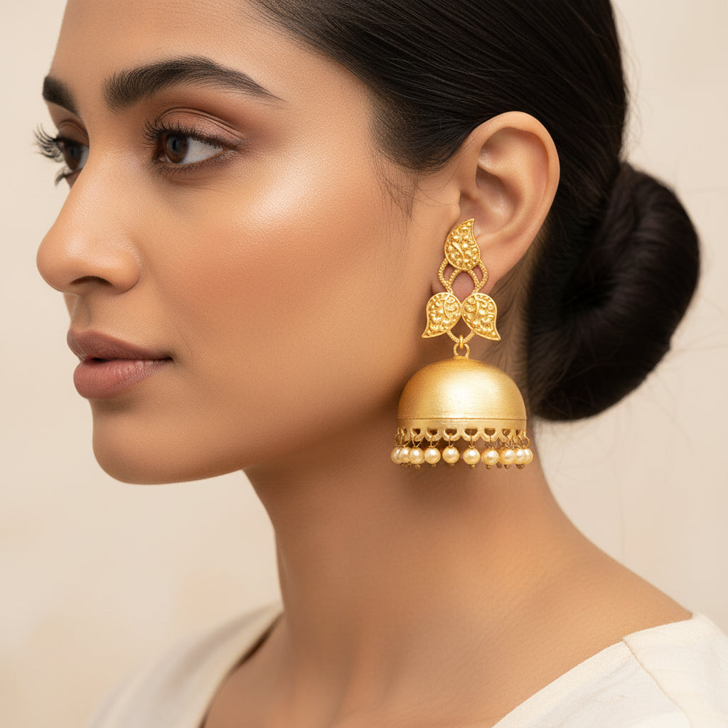 Aparna- Hanging Pearls Jhumka Earrings