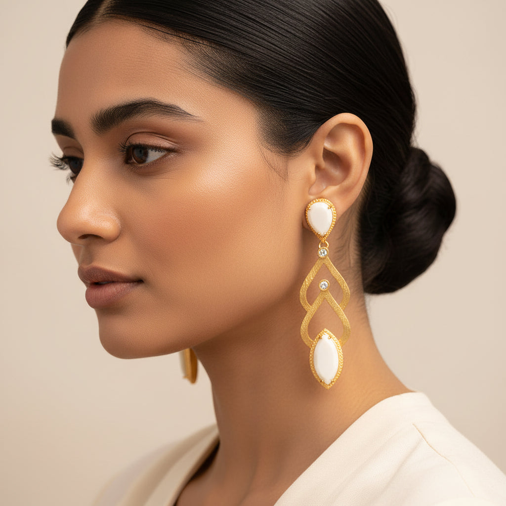Arnika- Stone Studded Dangler Earrings