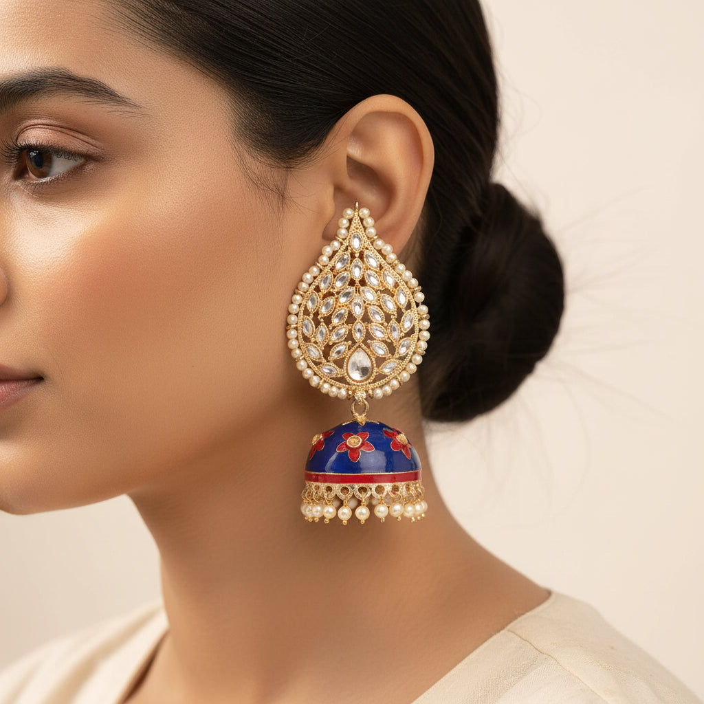 Avira- Kundan Studded jhumka earrings