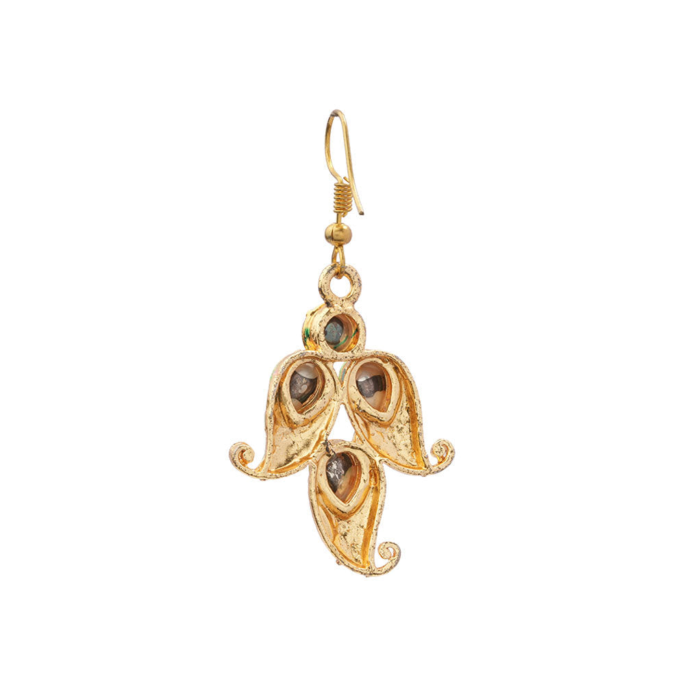 Dia- Stone Studded Hanging Pearl Dangler Earrings (Multicolored)