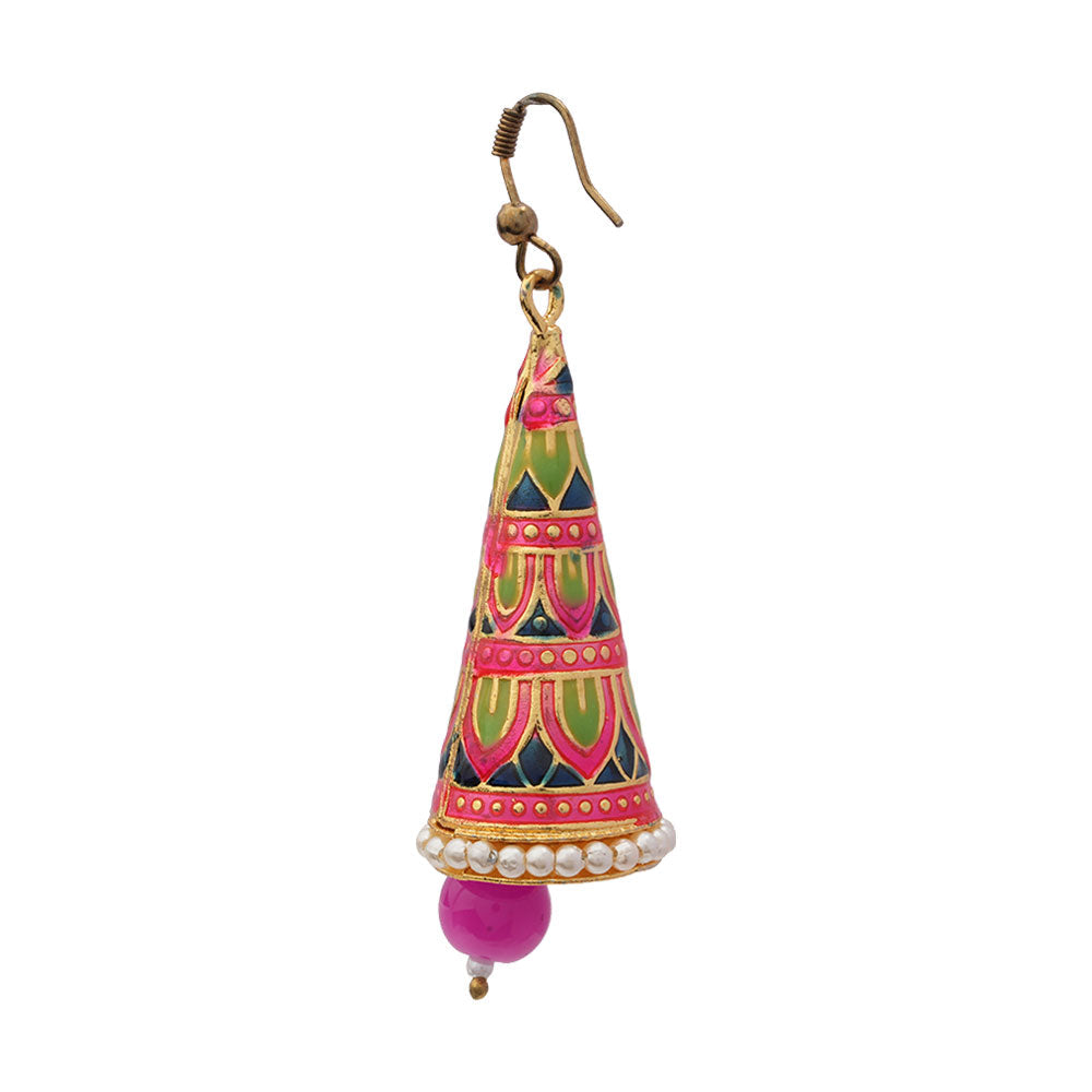 Eva- Stone Studded Hanging Pearl Dangler Earrings