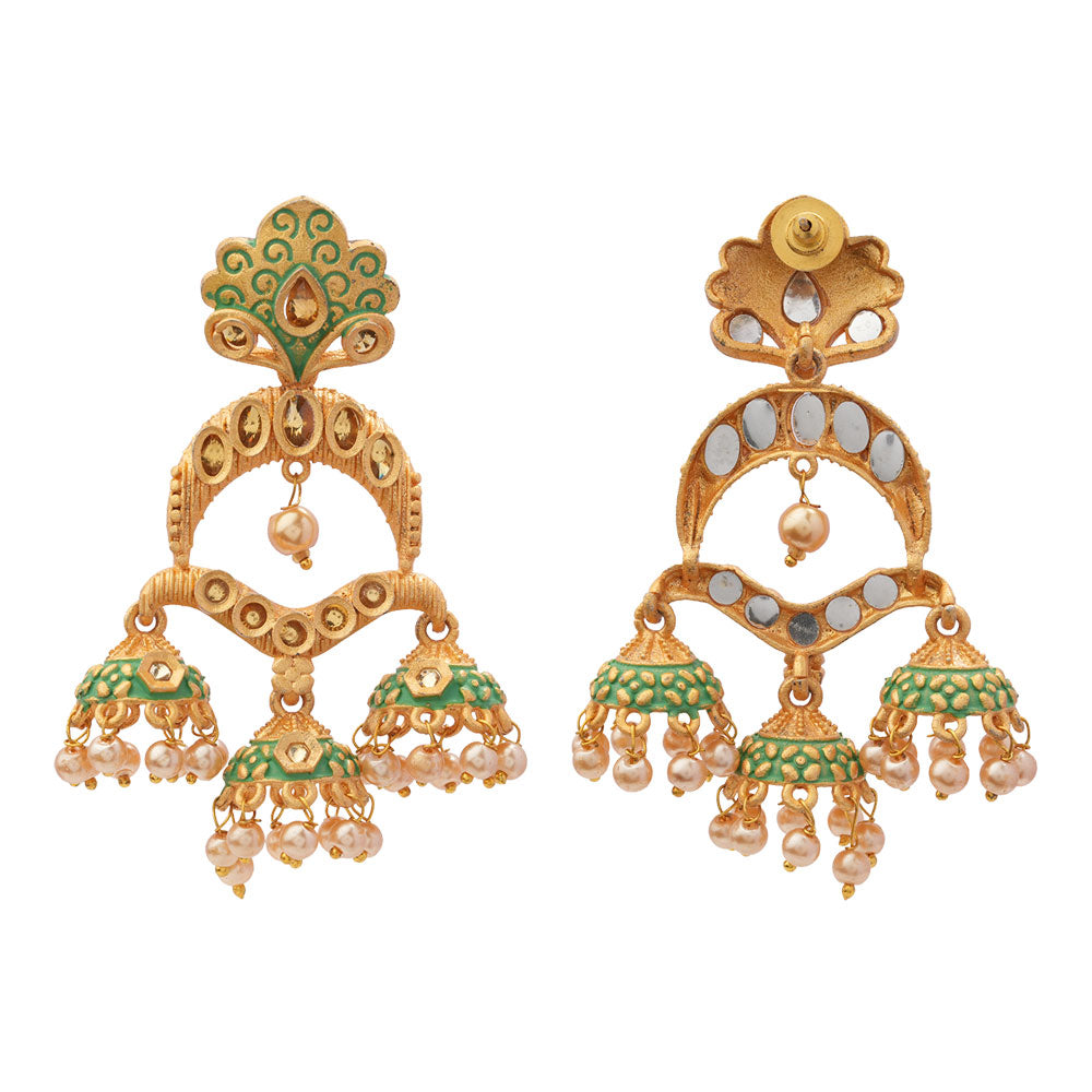 Gargi- Stone Studded Hanging Pearl Jhumka Earrings