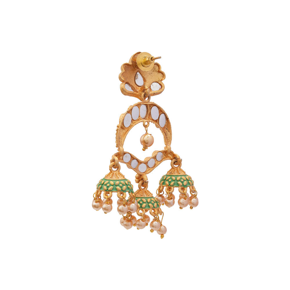 Gargi- Stone Studded Hanging Pearl Jhumka Earrings