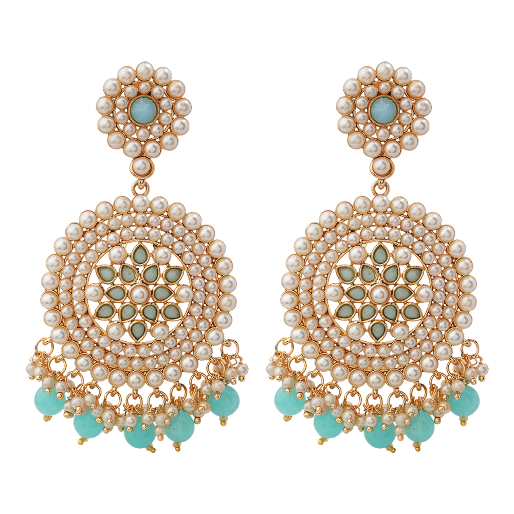Kavya- Stone Studded Hanging Pearl Dangler Earrings