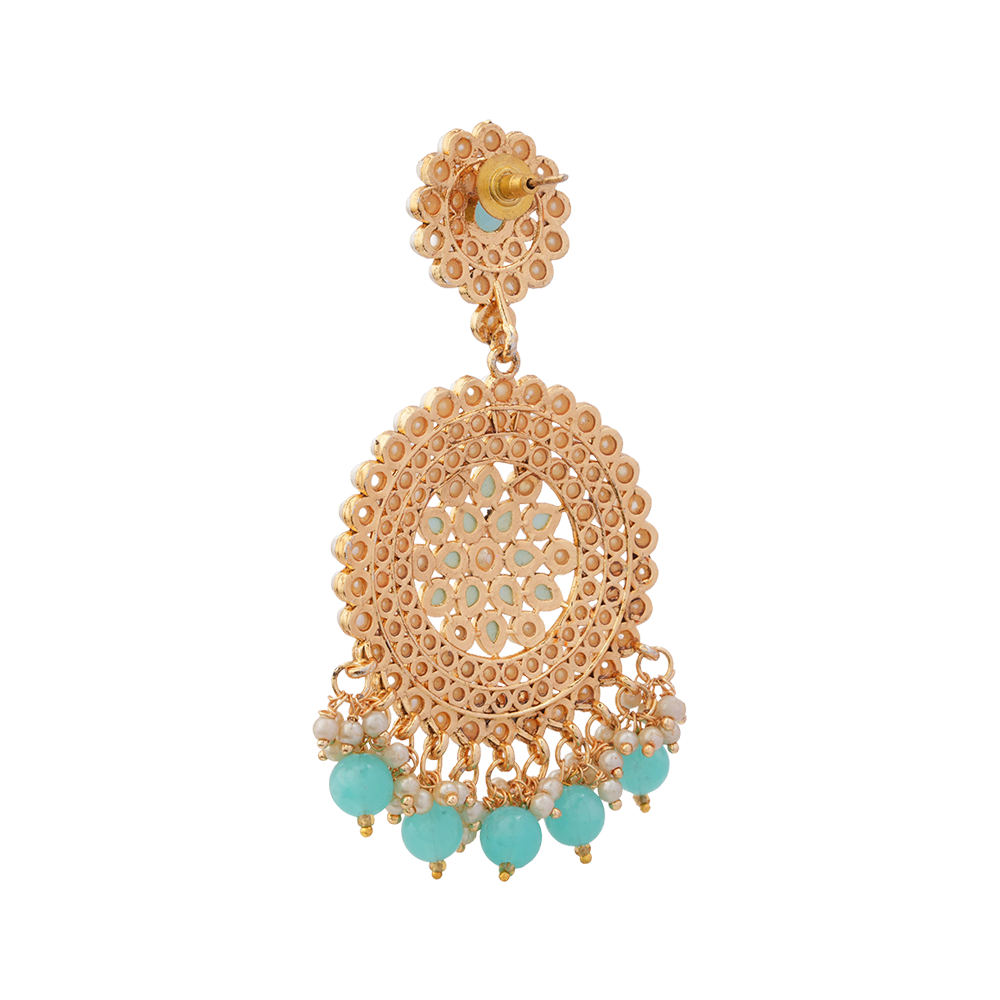 Kavya- Stone Studded Hanging Pearl Dangler Earrings