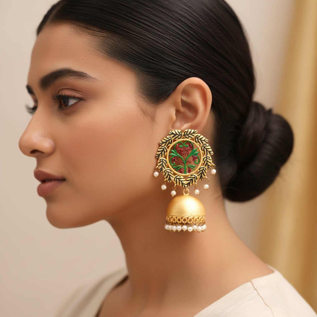 Lekha- Hanging Pearl Jhumka Earrings