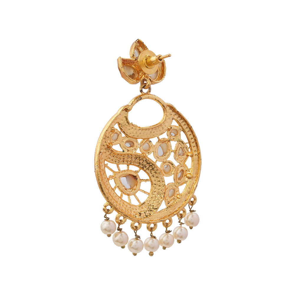 Lavanya- Stone Studded Hanging Pearl Dangler Earrings(Multicolored)