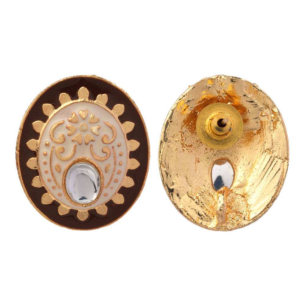 Manjari- Stone Studded Stud Earrings(Brown)