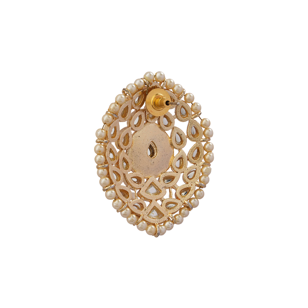 Mridula- Stone Studded Pearl Framed Stud Earrings