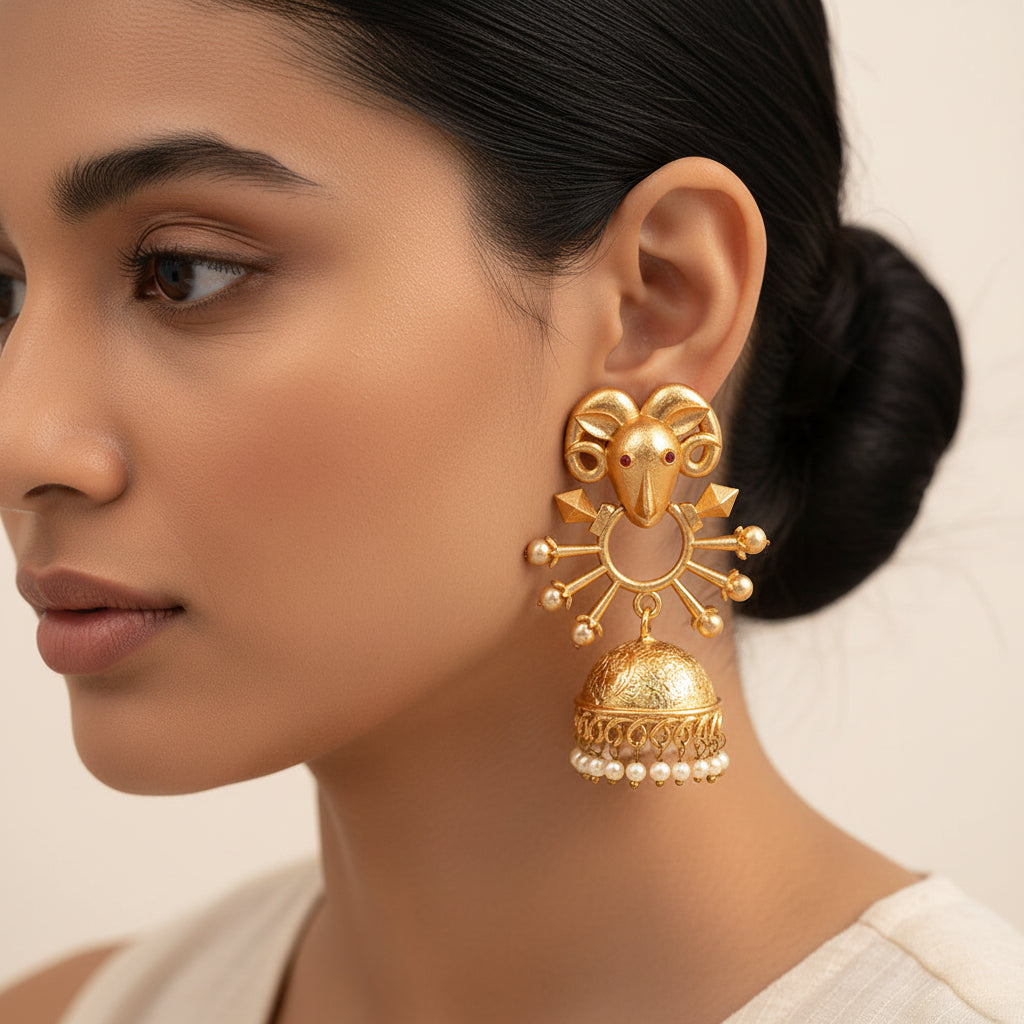 Naisha- Hanging Pearl Jhumki Earrings