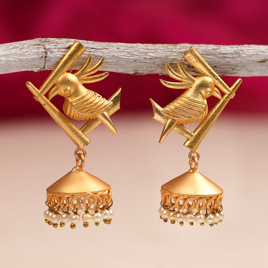 Naira- Hanging Pearl Jhumki Earrings