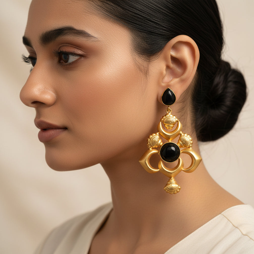 Nira- Stone Studded Dangler Earrings