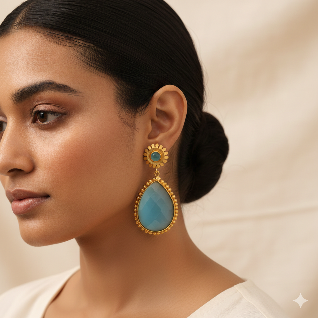 Nisha- Stone Studded Dangler Earrings