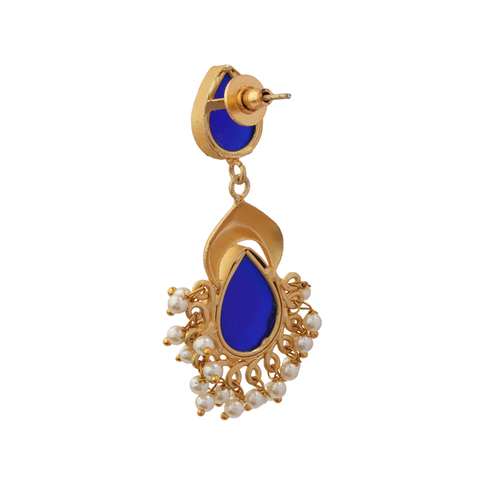 Ojasvi- Stone Studded Hanging Pearls Dangler Earrings