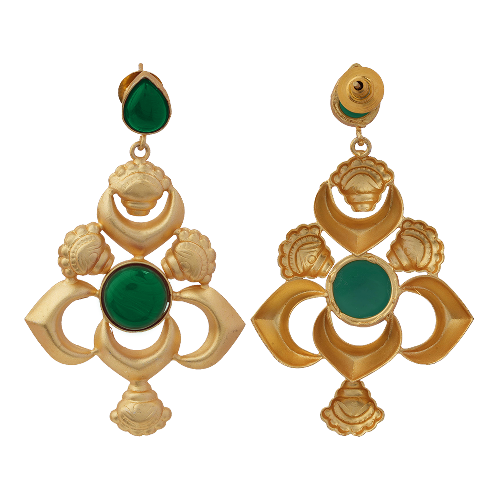 Reeva- Stone Studded Dangler Earrings