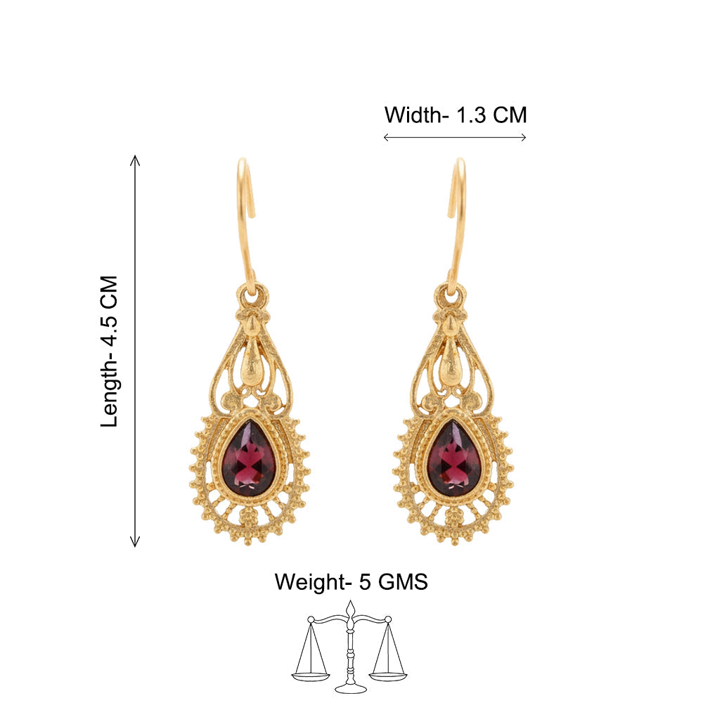 Ruhi- Stone Studded Dangler Earrings(Red)
