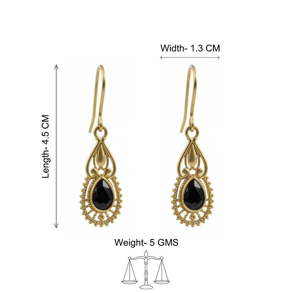 Ruhi- Stone Studded Dangler Earrings(black)