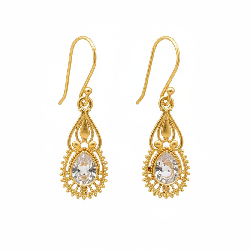 Ruhi- Stone Studded Dangler Earrings(White)