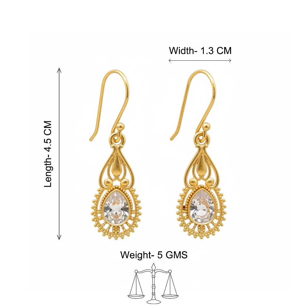Ruhi- Stone Studded Dangler Earrings(White)
