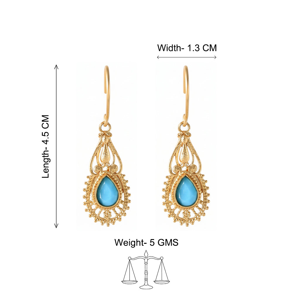 Ruhi- Stone Studded Dangler Earrings(Sky Blue)