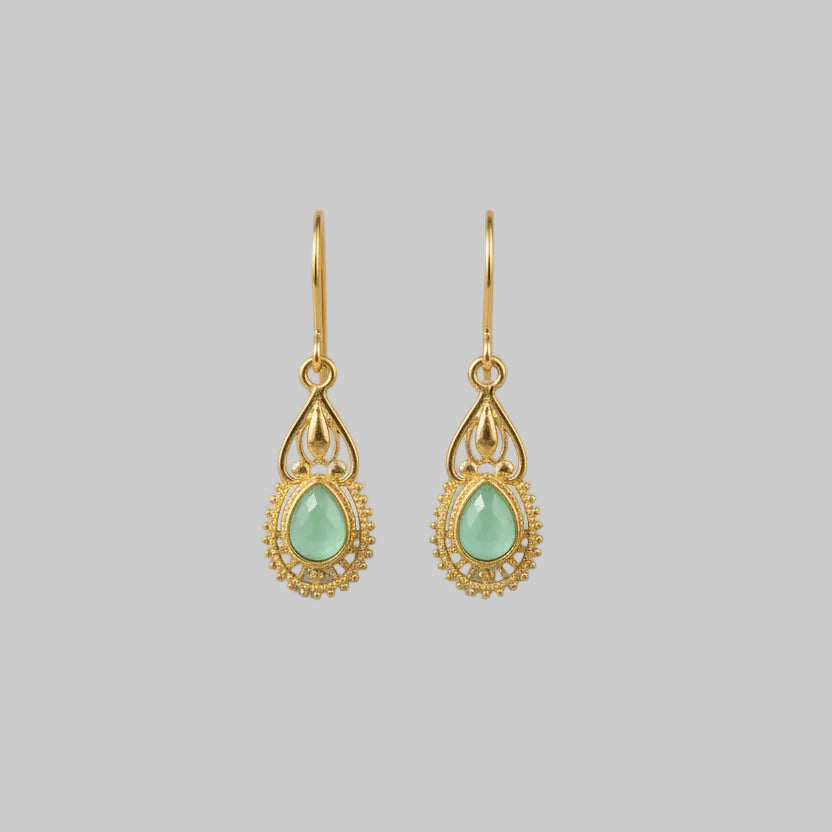 Ruhi- Stone Studded Dangler Earrings(Mint)