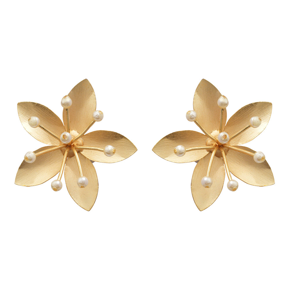 Sarika- Golden Stud Earrings