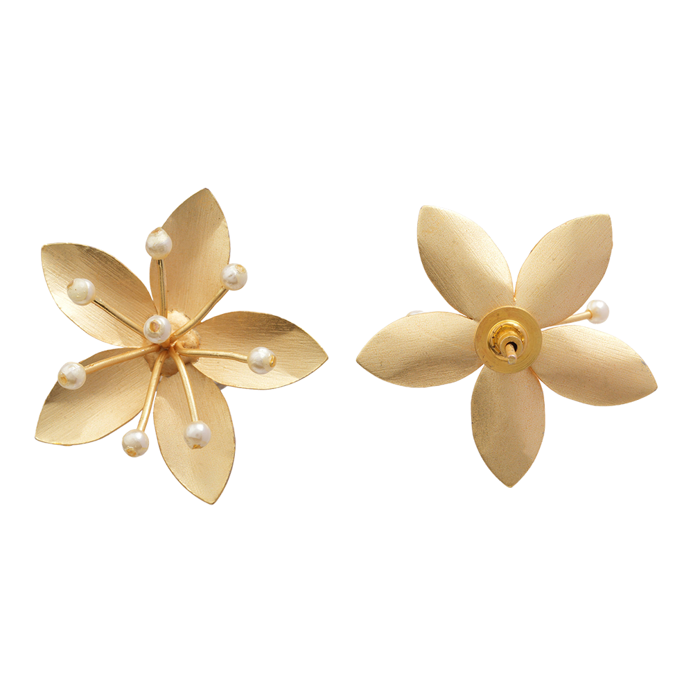 Sarika- Golden Stud Earrings