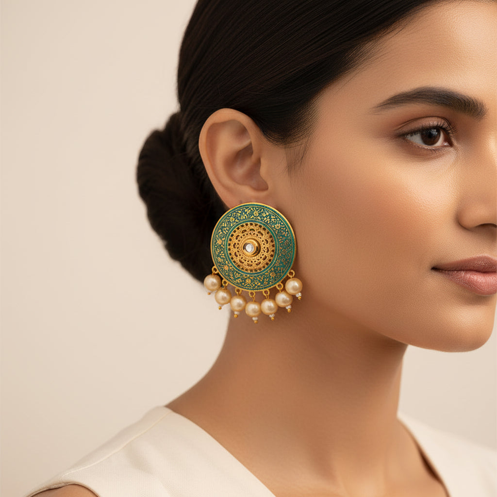 Smira- Hanging Pearls Stud Earrings