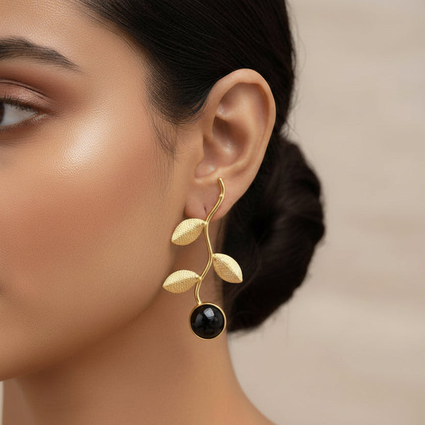 Ananta- Stone Studded Earrings(Black)
