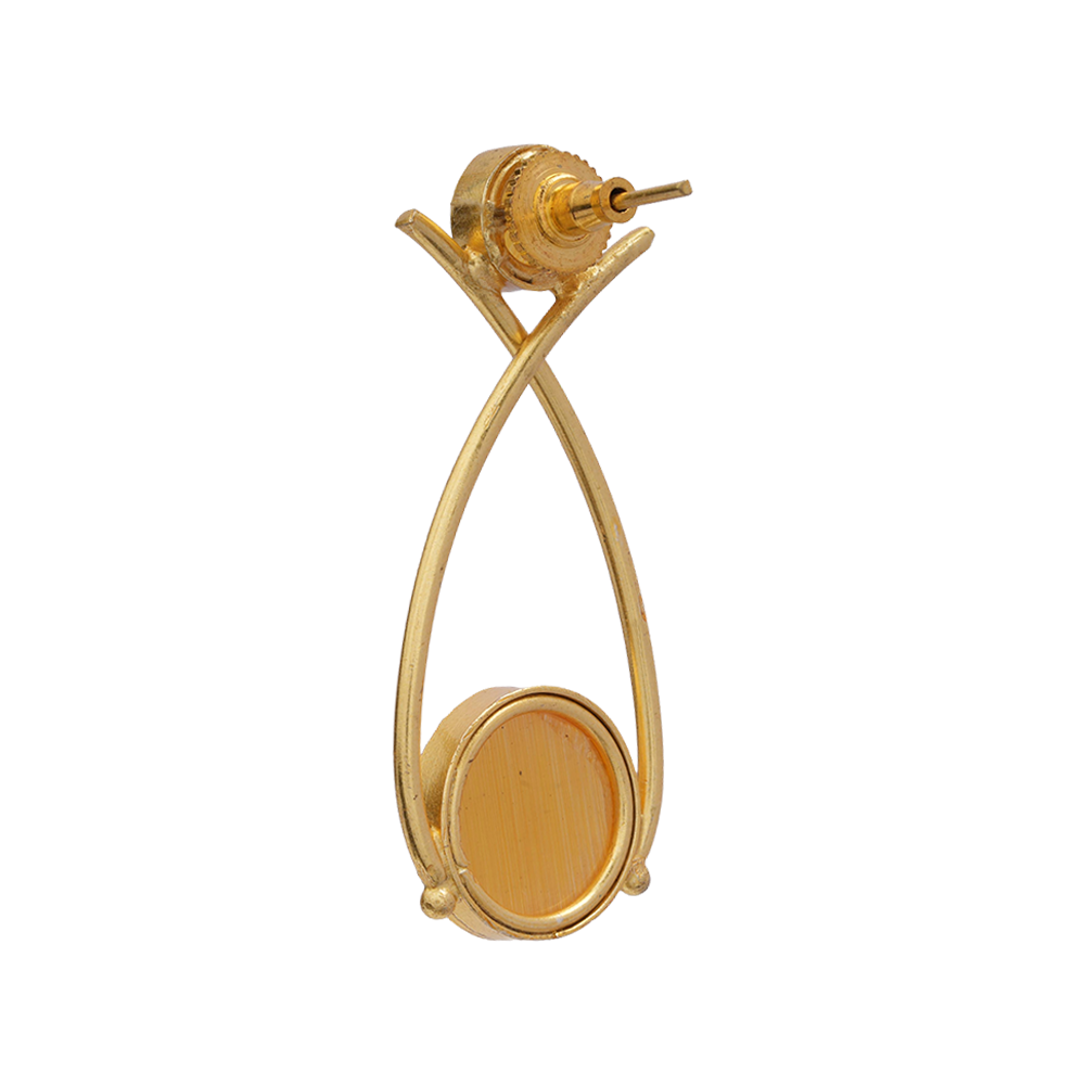 Anika- Stone Studded Golden Frames Stud Earrings(Yellow)