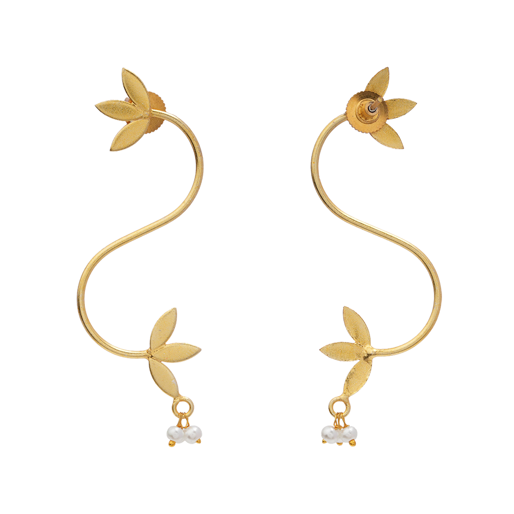 Aparna- Hanging Pearl Stud Earrings