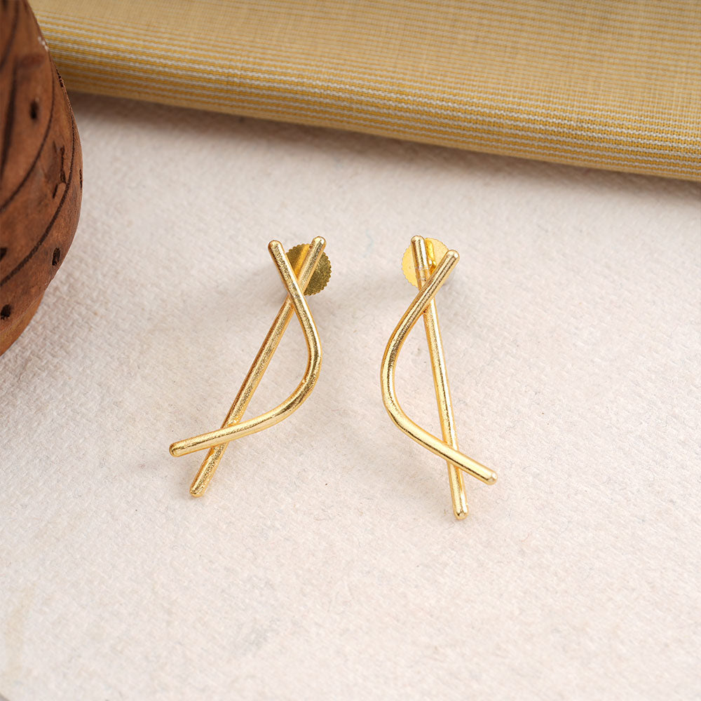Arpita- Abstract Shape Golden Stone Studded Earrings