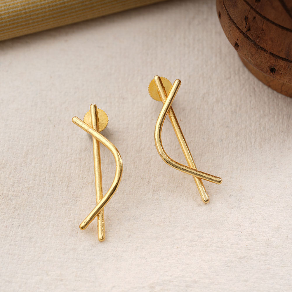 Arpita- Abstract Shape Golden Stone Studded Earrings