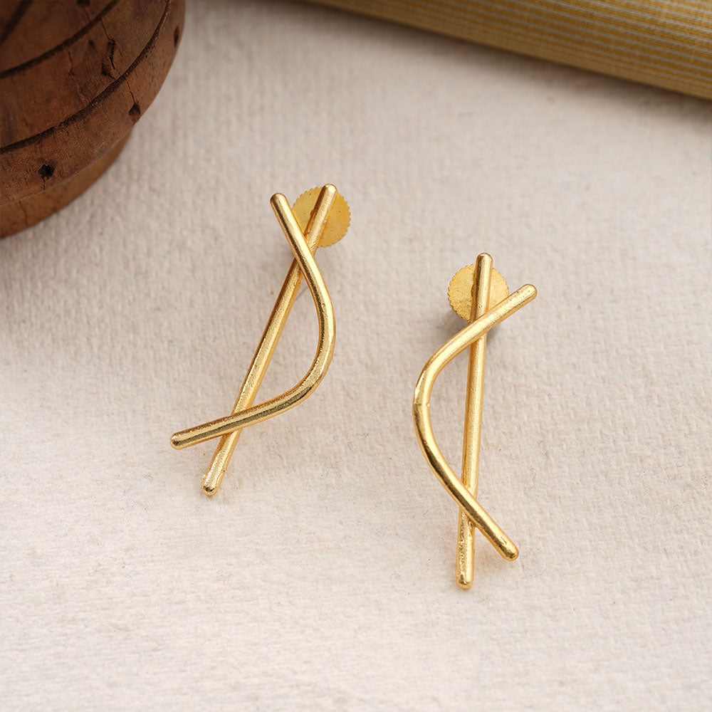 Arpita- Abstract Shape Golden Stone Studded Earrings