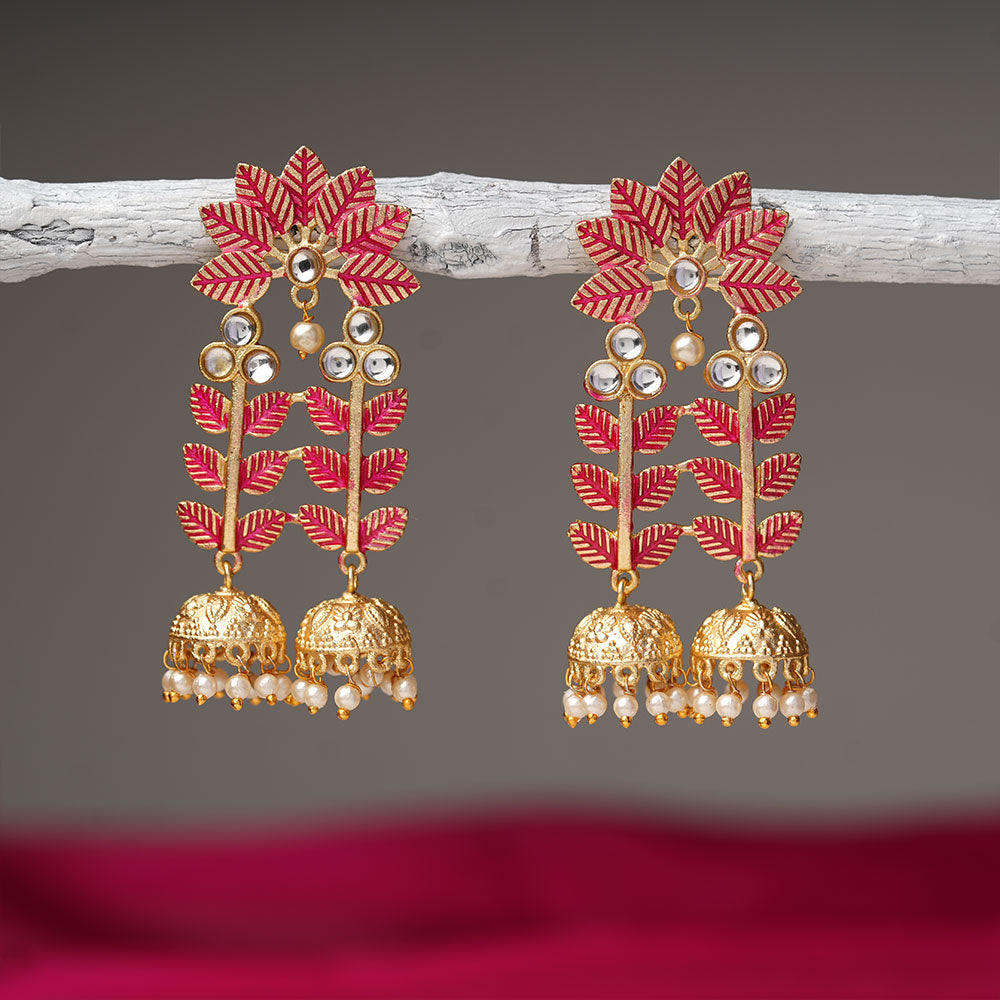 Smita- Hanging Pearl Jhumka earrings