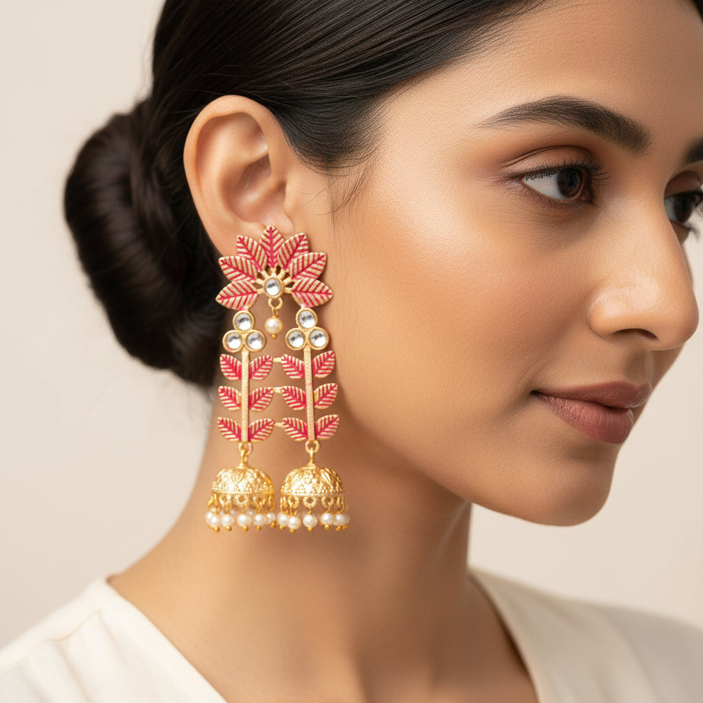Smita- Hanging Pearl Jhumka earrings