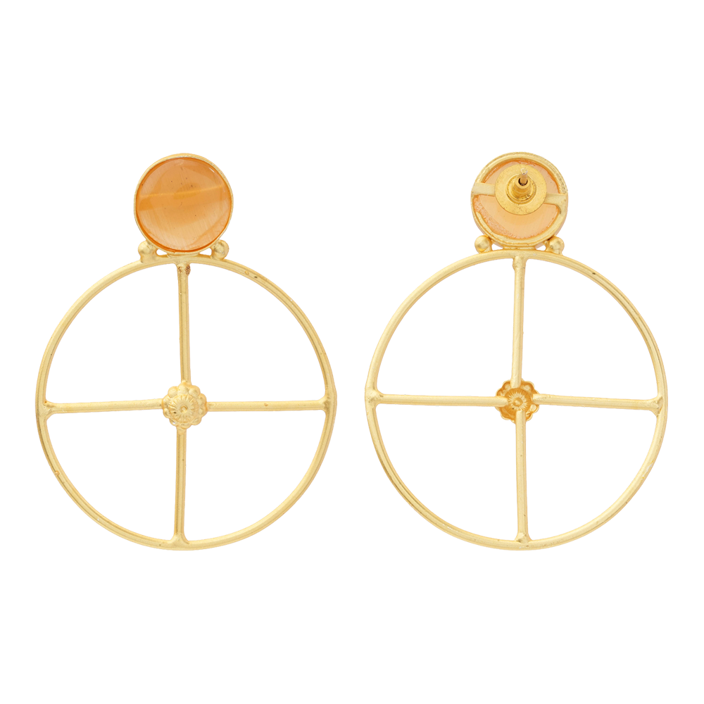 Vanita- Stone Studded Golden Framed Earrings(Yellow)