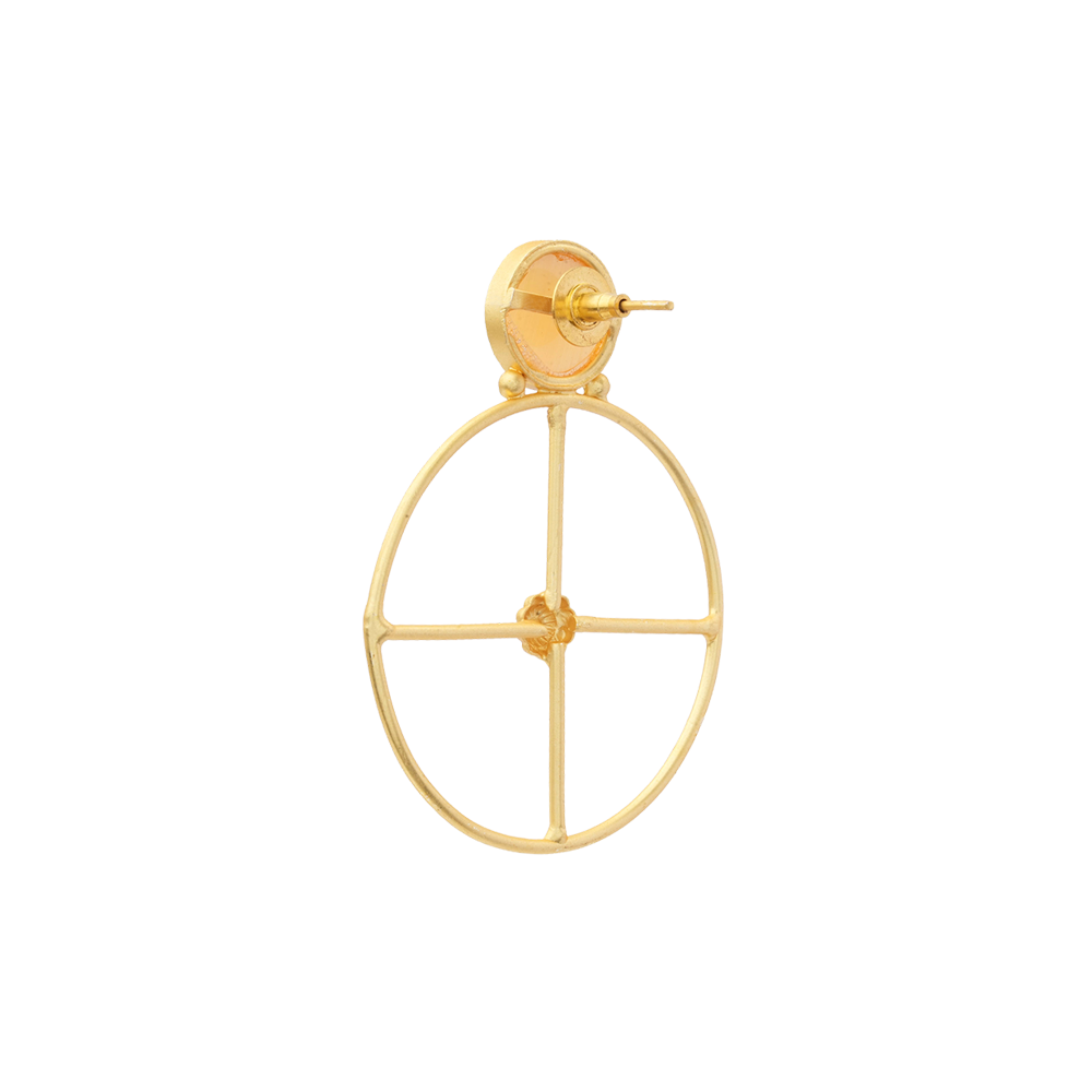 Vanita- Stone Studded Golden Framed Earrings(Yellow)