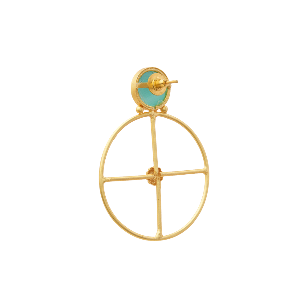 Vanita- Stone Studded Golden Framed Earrings(Mint)
