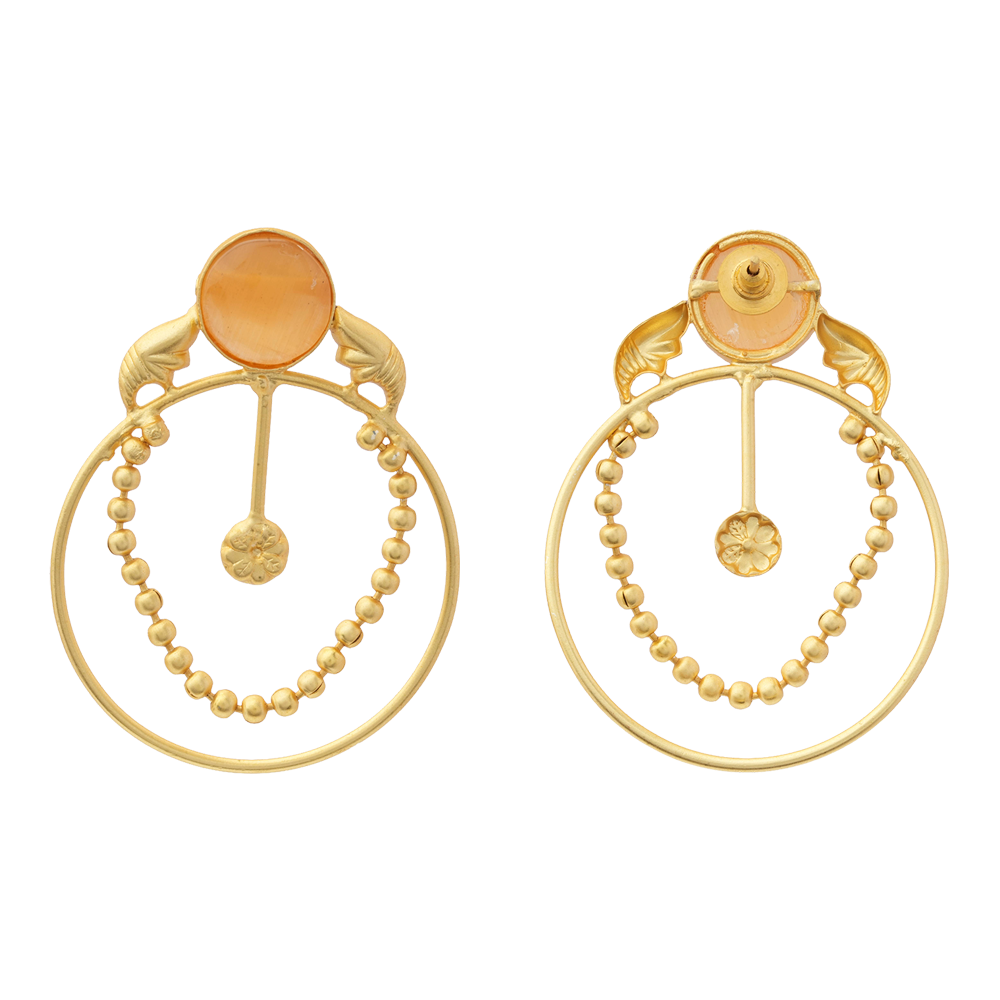 Darshini- Stone Studded Golden Framed Earrings(Yellow)