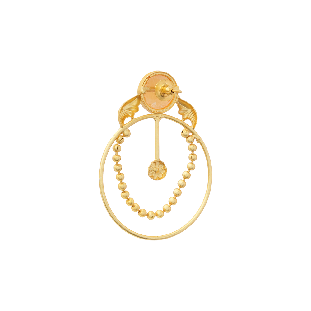Darshini- Stone Studded Golden Framed Earrings(Yellow)