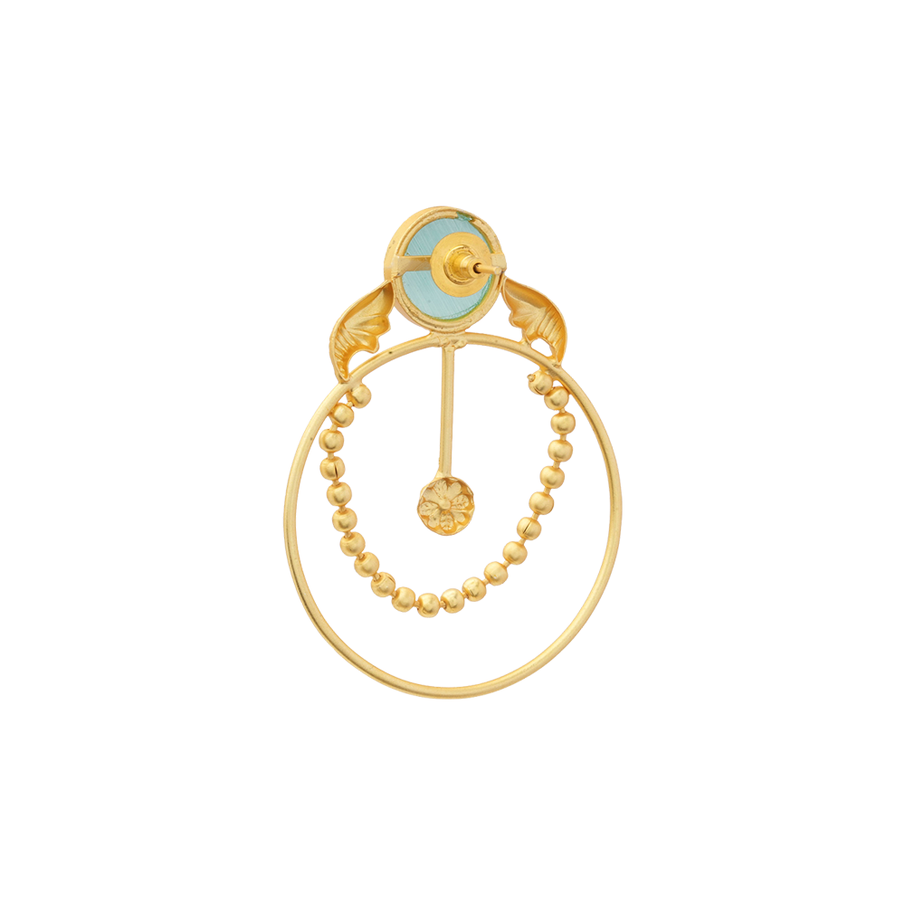 Darshini- Stone Studded Golden Framed Earrings(Mint)