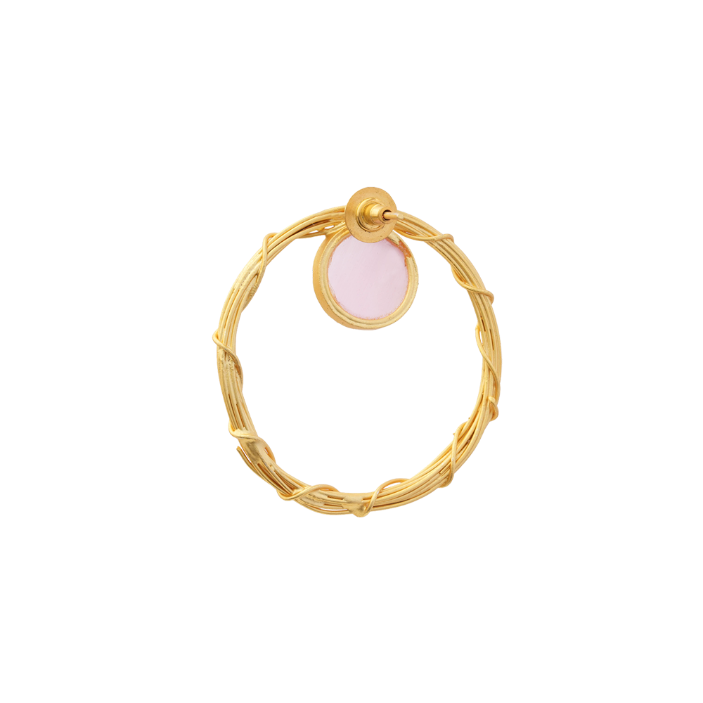 Deeptika- Stone Studded Golden Framed Earrings(Baby Pink)