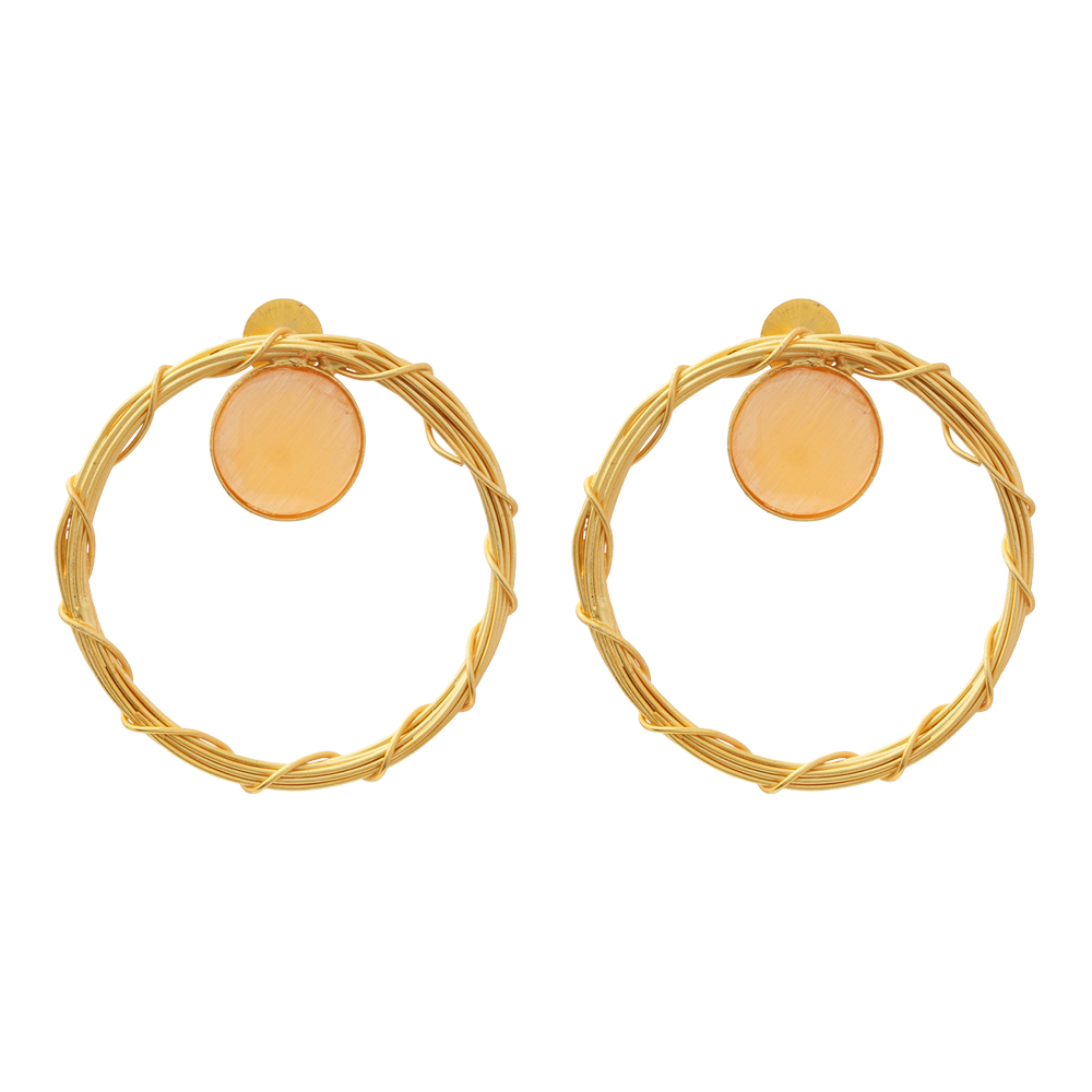 Deeptika- Stone Studded Golden Framed Earrings(Yellow)