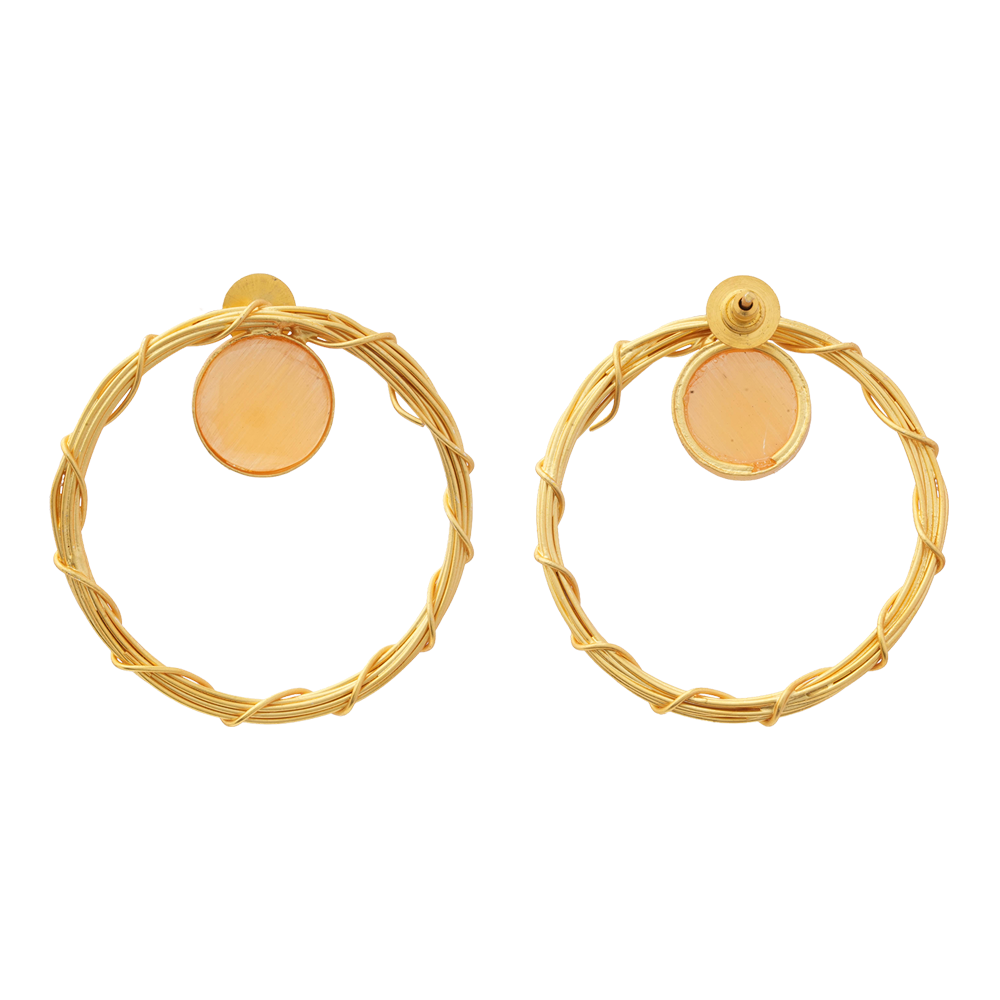 Deeptika- Stone Studded Golden Framed Earrings(Yellow)
