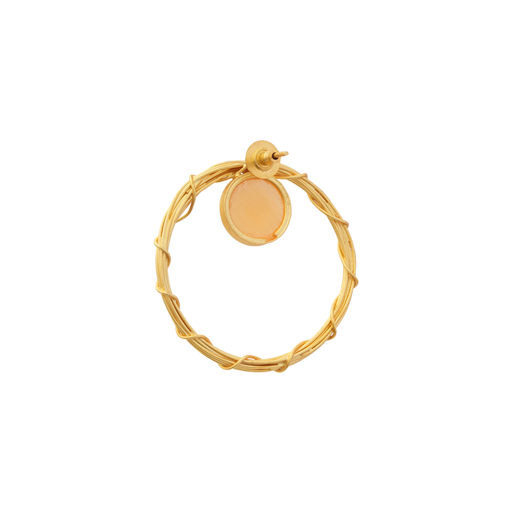 Deeptika- Stone Studded Golden Framed Earrings(Yellow)