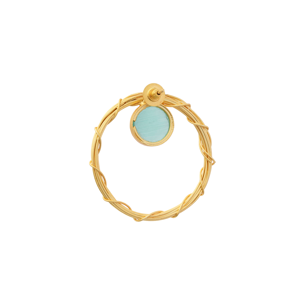 Deeptika- Stone Studded Golden Framed Earrings(Mint)