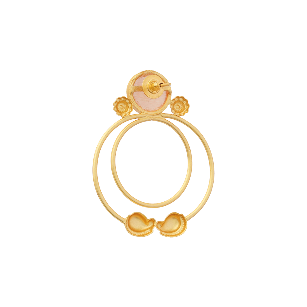 Devika- Stone Studded Golden Framed Earrings(Yellow)