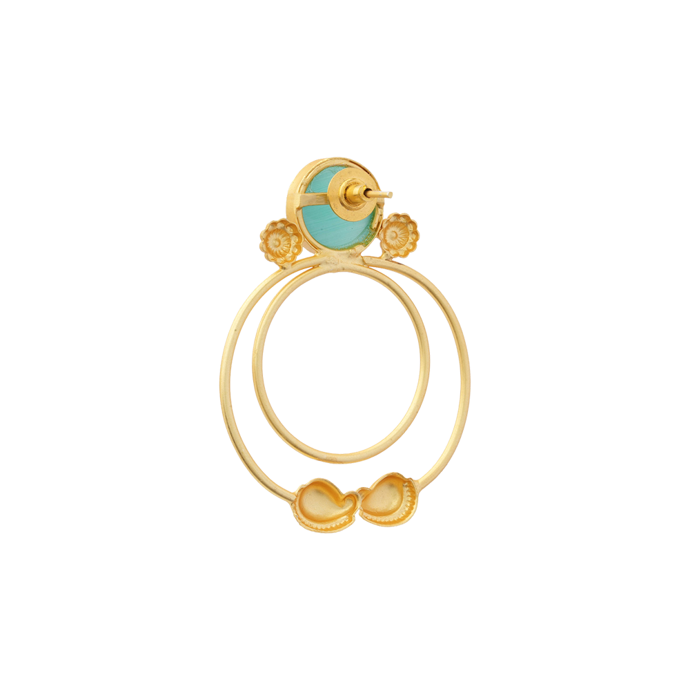 Devika- Stone Studded Golden Framed Earrings(Mint)
