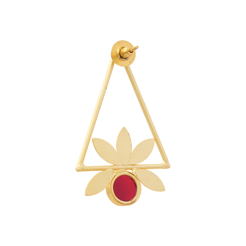 Jhanak- Stone Studded Golden Framed Earrings(Red)